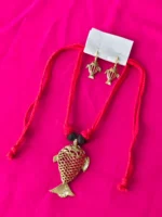 Handcrafted Jewellery – Brass Fish Pendant with Matching Earrings - Image 2