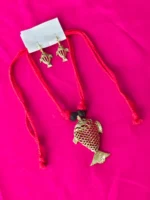 Handcrafted Jewellery – Brass Fish Pendant with Matching Earrings - Image 3