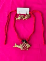 Handcrafted Tribal Jewellery – Brass Fish Pendant with Matching Earrings