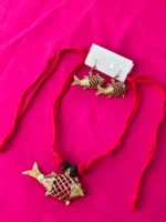 Handcrafted Tribal Jewellery – Brass Fish Pendant with Matching Earrings - Image 3