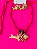 Handcrafted Tribal Jewellery – Brass Fish Pendant with Matching Earrings - Image 5