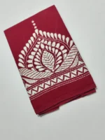 Maroon Cotton Kantha Stitch Blouse Piece - Image 2