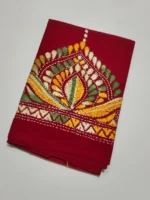 Maroon Cotton Kantha Stitch Blouse Material - Image 2