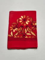 Kantha Stitch Cotton Blouse Material - Bird figure Motif Red