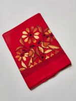 Kantha Stitch Cotton Blouse Material - Bird figure Motif Red - Image 3