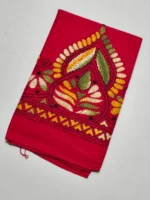 Handicraft Kantha Stitch Cotton Blouse Piece Material (Red) - Image 3