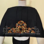 Handicraft Cotton Kantha Stitch Blouse Piece - Bird motif design black