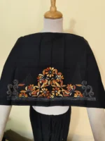 Handicraft Cotton Kantha Stitch Blouse Piece - Bird motif design black