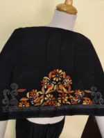Handicraft Cotton Kantha Stitch Blouse Piece - Bird motif design black - Image 2