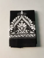 Black Cotton Kantha Stitch Blouse Piece & Material