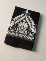 Black Cotton Kantha Stitch Blouse Piece & Material - Image 2