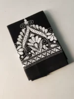 Black Cotton Kantha Stitch Blouse Piece & Material - Image 3