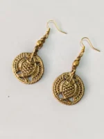 Handcrafted Dokra Brass Earring Fish Motif Design - Image 2
