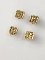 Handcast Dokra Brass Buttons for Kurta and Jacket – Square design - Image 2