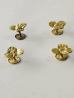 Dokra Brass Three Thick Leaf Motif Buttons – Set of 4 for Kurta and Jacket - Image 2