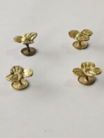 Dokra Brass Three Thick Leaf Motif Buttons – Set of 4 for Kurta and Jacket