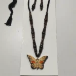 Handmade Wooden Butterfly Pendant Jewellery Set