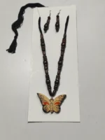 Handmade Wooden Butterfly Pendant Jewellery Set