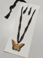 Handmade Wooden Butterfly Pendant Jewellery Set - Image 2