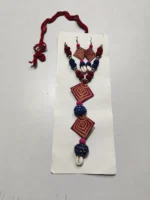 Handcrafted Leather Necklace Set –  With Matching Earrings