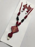 Handcrafted Leather Necklace Set –  With Matching Earrings