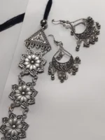 Oxidised Necklace jewellery adjustable Chain  - With Matching Earrings - Image 2