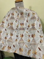 White Cotton Kantha Blouse Material – Full Handmade Block Embroidery Work - Image 3