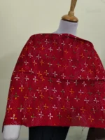 Cotton kantha stitch all over blouse piece (Read-colour ) - Image 2