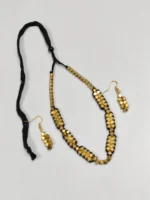 Handcrafted Brass Bead Necklace Set – Golden Faceted Beads with Matching Earrings - Image 4