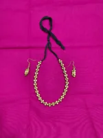 Handcrafted Dokra Brass Gold Beads & Metal Chain Necklace With Earring - Image 5