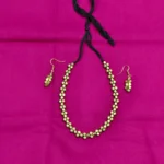 Handcrafted Dokra Brass Gold Beads & Metal Chain Necklace With Earring