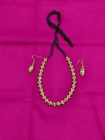 Handcrafted Dokra Brass Gold Beads & Metal Chain Necklace With Earring
