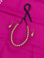 Handcrafted Dokra Brass Gold Beads & Metal Chain Necklace With Earring - Image 2