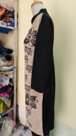 Women’s Winter Woolen Kurti with Geometric & Floral Print (Black & Of White) - Image 4