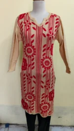 Women’s Woollen Kurti with Traditional Floral & Stripe Motif – Winter Wear