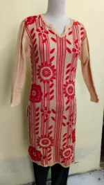 Women’s Woollen Kurti with Traditional Floral & Stripe Motif – Winter Wear - Image 2