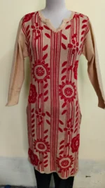 Women’s Woollen Kurti with Traditional Floral & Stripe Motif – Winter Wear - Image 4