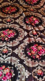 Cotton Bed cover Vine and flower design Deep Brown - Image 3