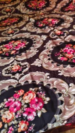Cotton Bed cover Vine and flower design Deep Brown