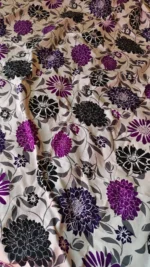 Cotton Bed cover Vine and flower design White base Purple flowers and leaves - Image 2
