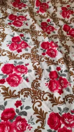 Cotton Bed cover Vine and flower design White base pink flowers - Image 5