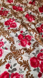 Cotton Bed cover Vine and flower design White base pink flowers - Image 4