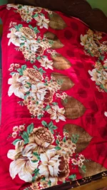 Cotton Bed cover Vine and flower design Red - Image 3