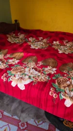 Cotton Bed cover Vine and flower design Red