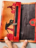 Handicraft Leather Purse Figure motif red maroon color - Image 4
