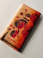 Handicraft Leather Purse Figure motif red maroon color