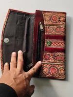 Handicraft Leather Purse - Maroon color jewelry design - Image 5