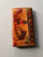 Hand Work Leather wallet flower print - Image 2