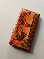 Hand Work Leather wallet flower print - Image 3