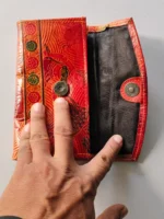 Hand Work Leather wallet flower print - Image 5